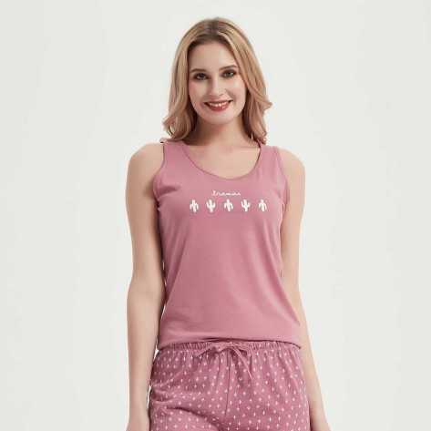 Pijama corto algodón Alicia granate pijamas-cortos-mujer