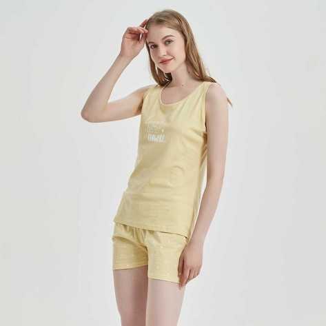 Pijama corto algodón Paola amarillo ropa-de-estar-por-casa
