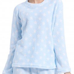 Pijama coral Estrellitas celeste ropa-de-estar-por-casa