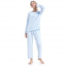 Pijama coral Estrellitas celeste ropa-de-estar-por-casa