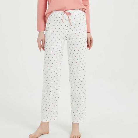 Pijama largo algodón Topo castaño pijamas-mujer