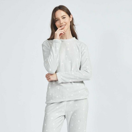Pijama coral Estrella gris perla ropa-de-estar-por-casa