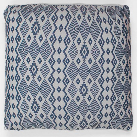 Cojín cuadrante jacquard New Madras azul 45x45 - Funda + Relleno cojines-cuadrados-estampados