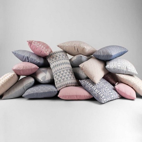 Cojín cuadrante jacquard New Madras azul 45x45 - Funda + Relleno