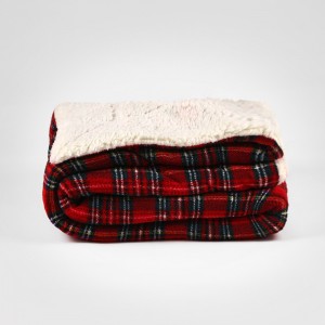 Manta sherpa Cuadrín rojo