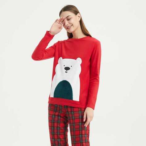 Pijama polar Cuadrin rojo pijama-polar