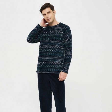 Pijama coral hombre Alejandro azul comprar-homewear-hombre