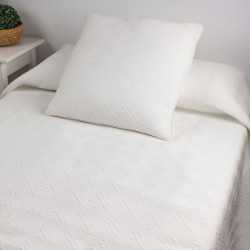 Colcha doble tela jacquard Laberinto blanco cama-90
