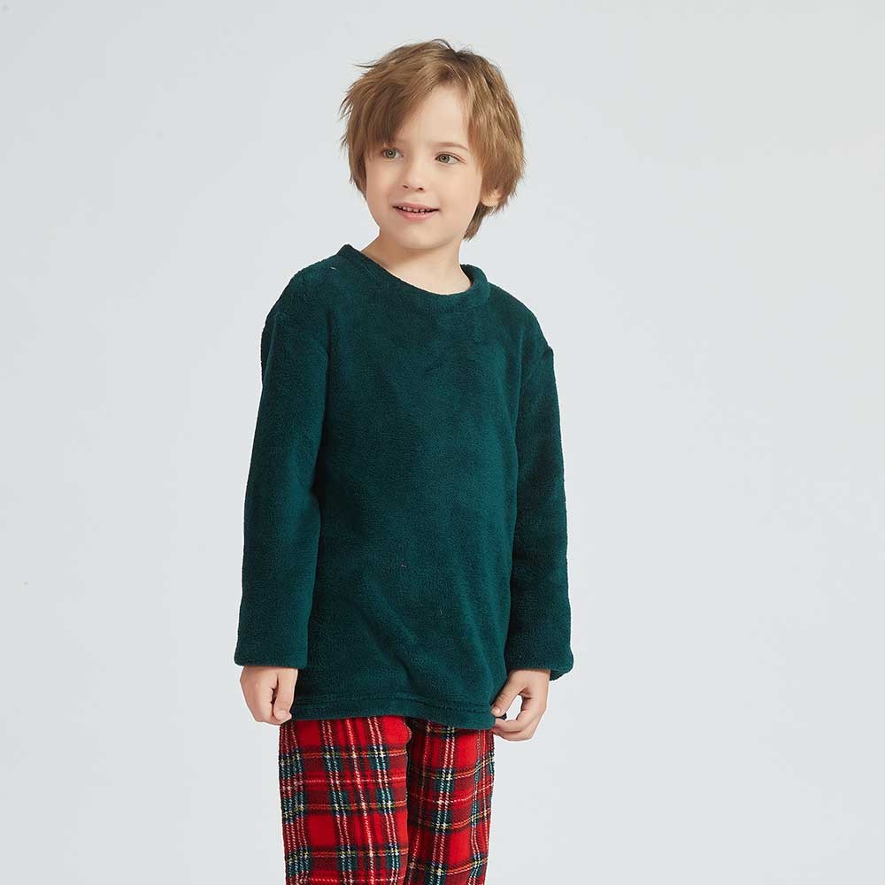 Pijama coral niño/a Cuadrín rojo tallas infantiles 9-10 años