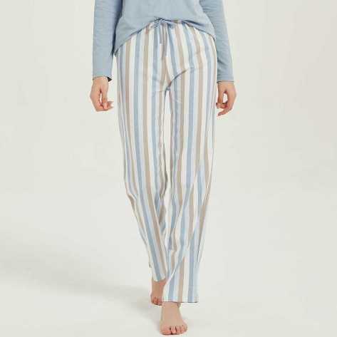 Pijama largo algodón Raya Nuria azul pijamas-mujer