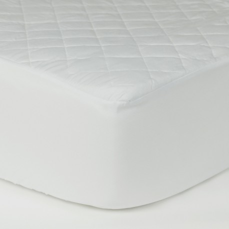 Cubre colchón Microfibra Reversible poliéster blanco para cama de 90 cm