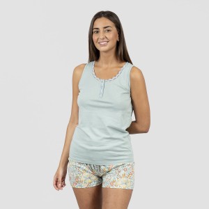 Pijama corto algodón Darcy verde