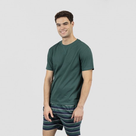 Pijama hombre corto verde Taglia pijamas, albornoces y ropa M