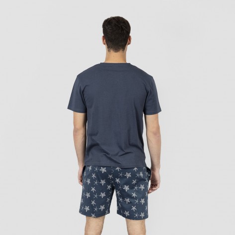 Pijama corto algodón hombre Starfish azul marino pijamas-cortos-hombre