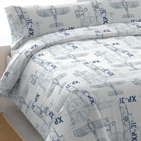 Funda nórdica algodón azul Medidas cama 90cm