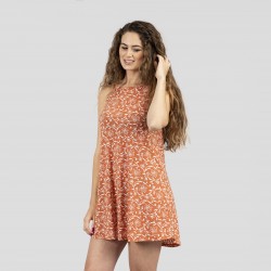 Vestido corto tirantes crepe Reina mandarina Vestido corto tirantes crepe Reina mandarina