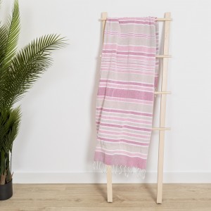 Toalla pareo Raya algodón rosa