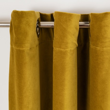 Cortina terciopelo algodón mostaza cortinas-visillos-y-estores