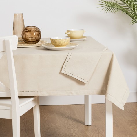 Mantel algodón orgánico arena ropa-mesa