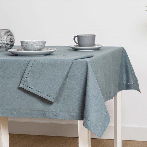 Mantel algodón orgánico verde azulado ropa-mesa