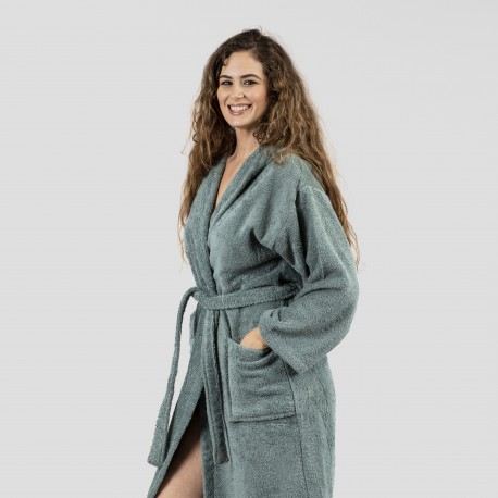 Albornoz capucha verde frances 450gr Unisex