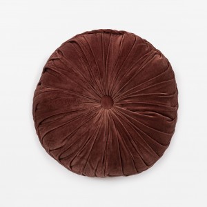 Cojín terciopelo Flor algodón teja 45x45 - funda + relleno