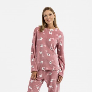 Pijama coral Dorota malva rosa