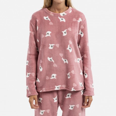 Pijama coral malva rosa Talla