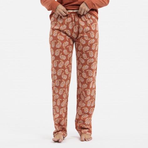 Pijama largo algodón Mariona teja pijamas-largos-mujer