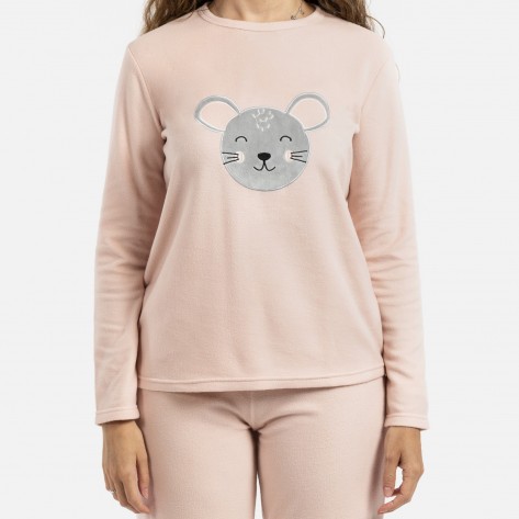 Pijama polar Mouse rosa palo pijamas-mujer