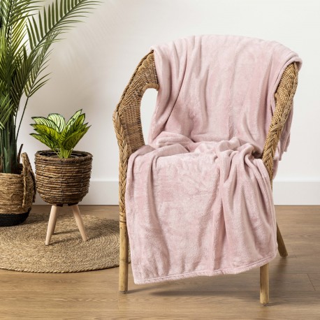 Manta terciopelo rosa palo Tamaño manta 130x160cm