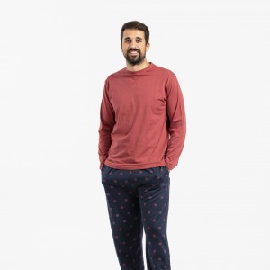 Pijama hombre algodón Etnico burdeos