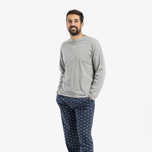 Irevial Pantalones Largos de Pijamas para Hombre 