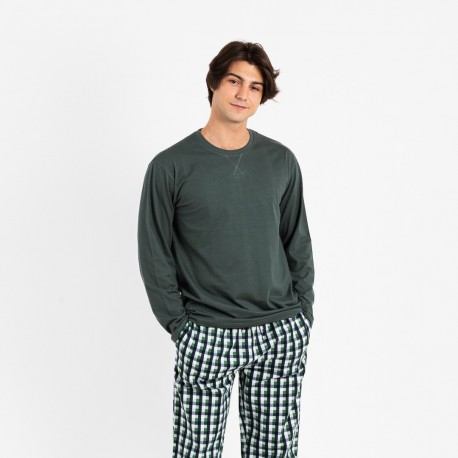 Pijama hombre franela Yan verde comprar-pijamas-largos-hombre