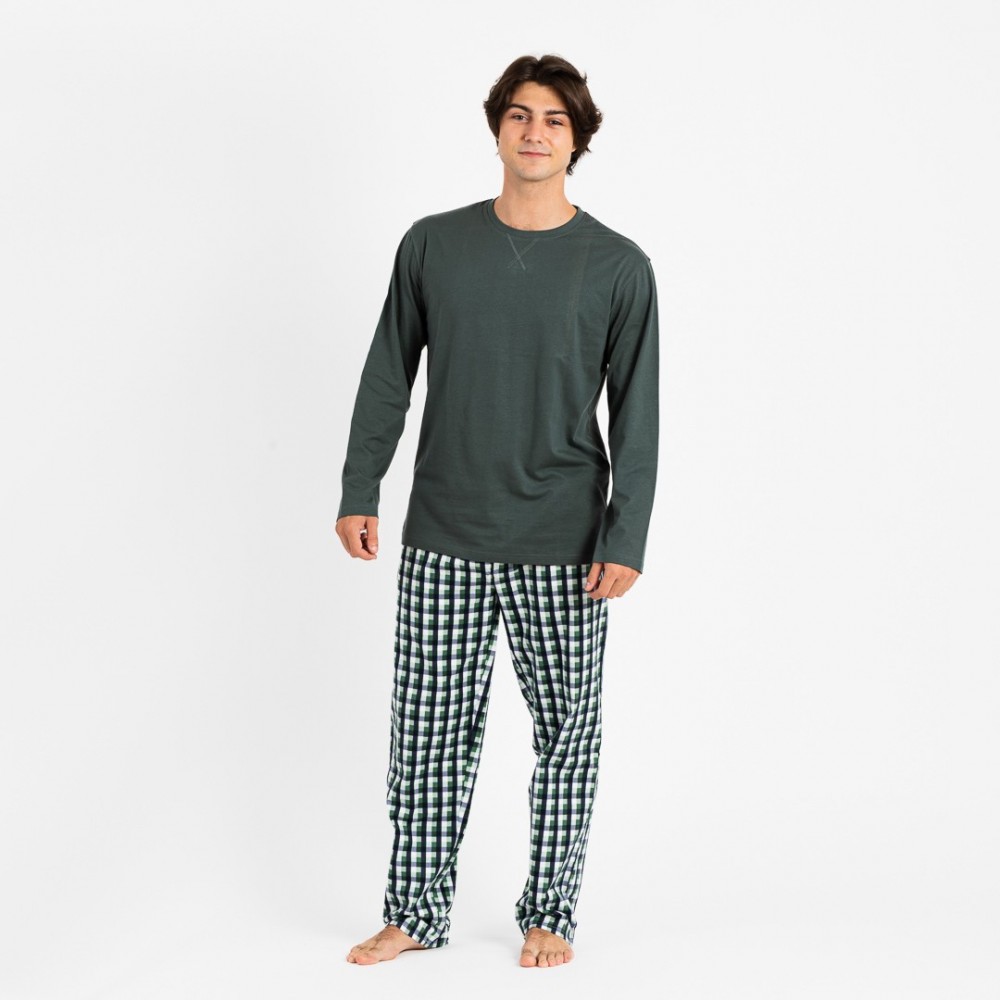 Pijama hombre franela Yan verde Talla de Ropa M