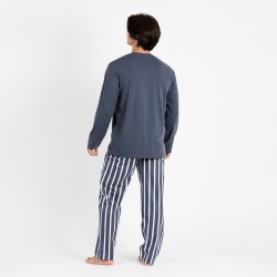 Pijama hombre franela Palermo azul comprar-pijamas-largos-hombre