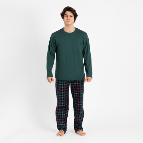 Pijama franela Cuadro Ray verde Talla M