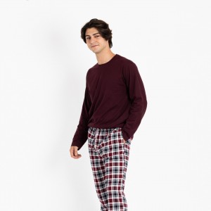 Pijama hombre franela Bernardo burdeos 2