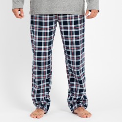 Pijama hombre franela Cuadro Wells gris comprar-pijamas-largos-hombre