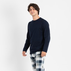Pijama hombre franela Amsterdam azul marino comprar-pijamas-largos-hombre