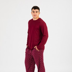 Pijama hombre algodón Cachemir burdeos