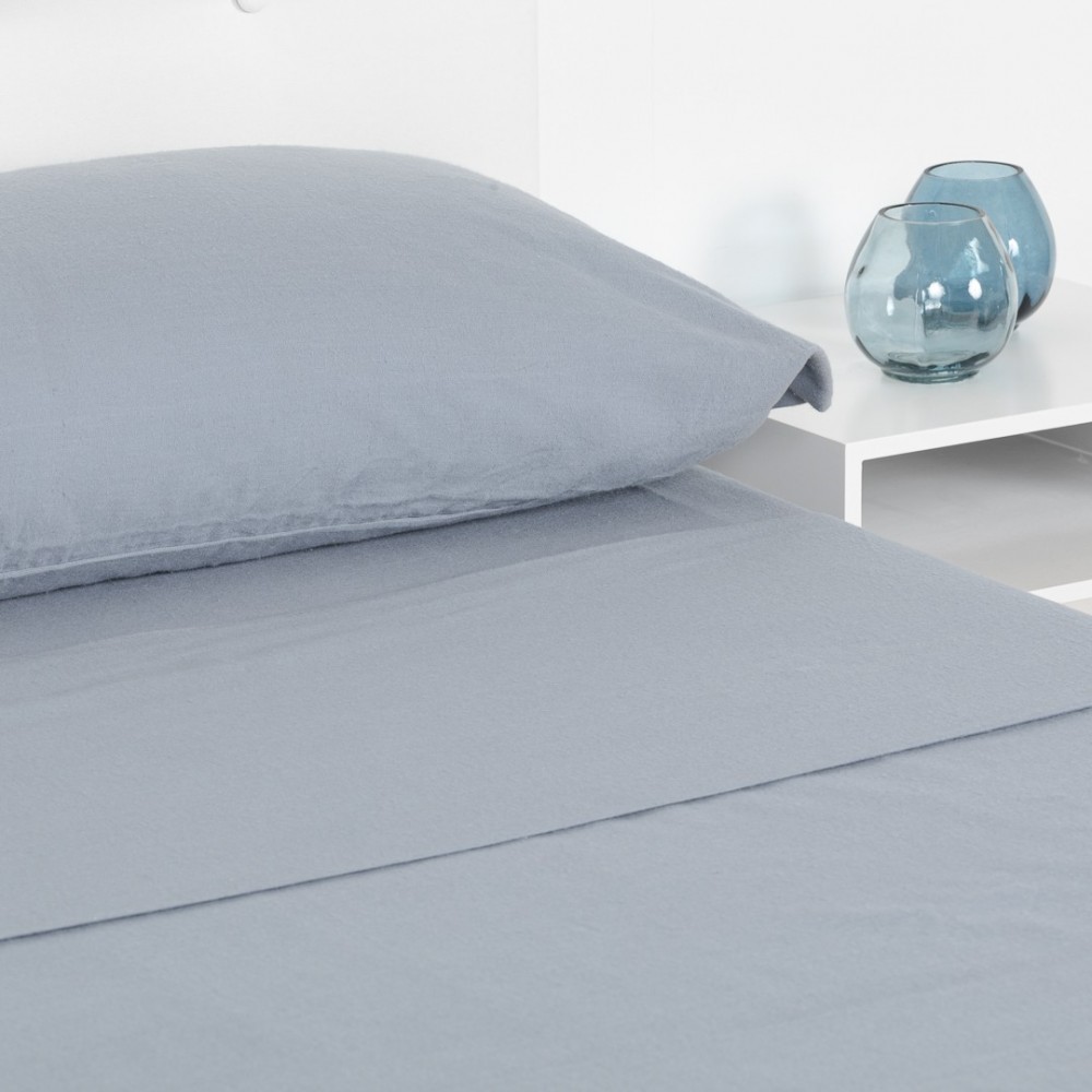 Juego de Sábanas de Franela Azul Cama 90 cm ZAHARA