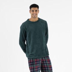 Pijama coral hombre Cuadro Danés verde comprar-pijamas-largos-hombre