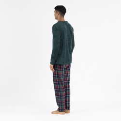 Pijama coral hombre Cuadro Danés verde comprar-pijamas-largos-hombre