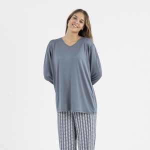 Pijama largo punto Tarzi indigo