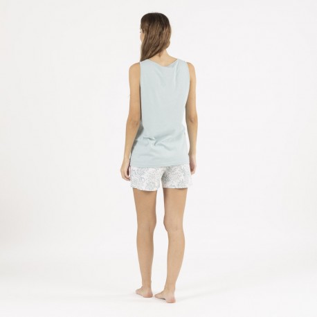 Pijama corto algodón Ninfa verde menta