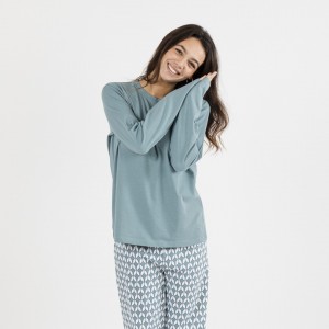 Pijama largo algodón Alino indigo