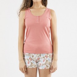 Pijama corto algodón Savoca marsala