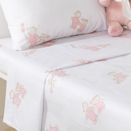 Juego de sábanas algodón Peluche rosa cuna Medidas sábanas Minicuna (  50x80cm)