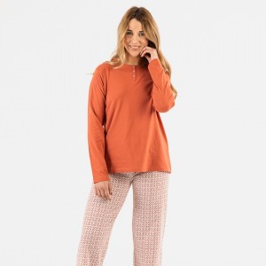 Pijama largo algodón Michelle teja